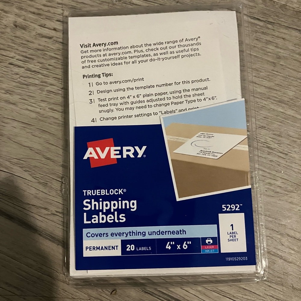 Avery Trueblock Permanent Shipping Labels